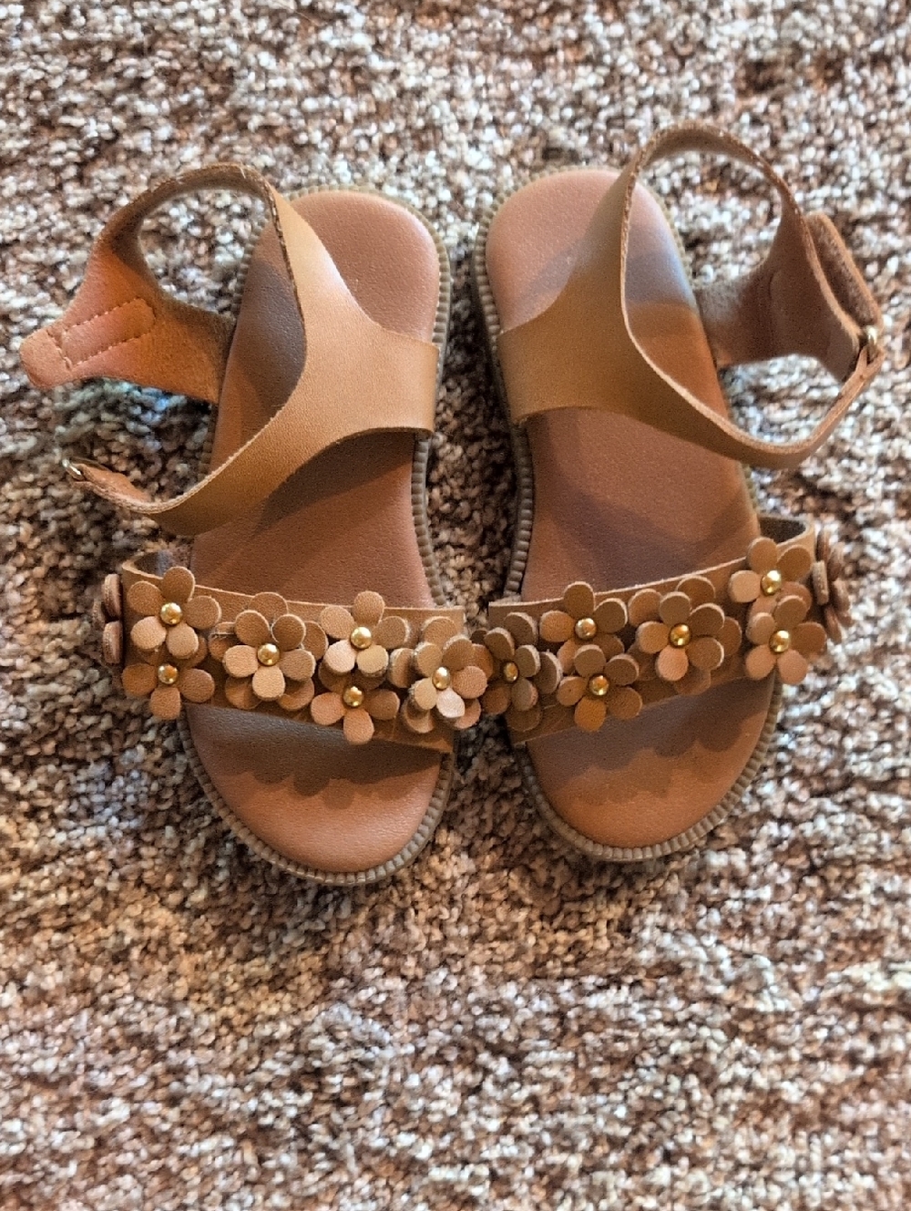The Children's Place Tan Floral Strap Girls' Sandals